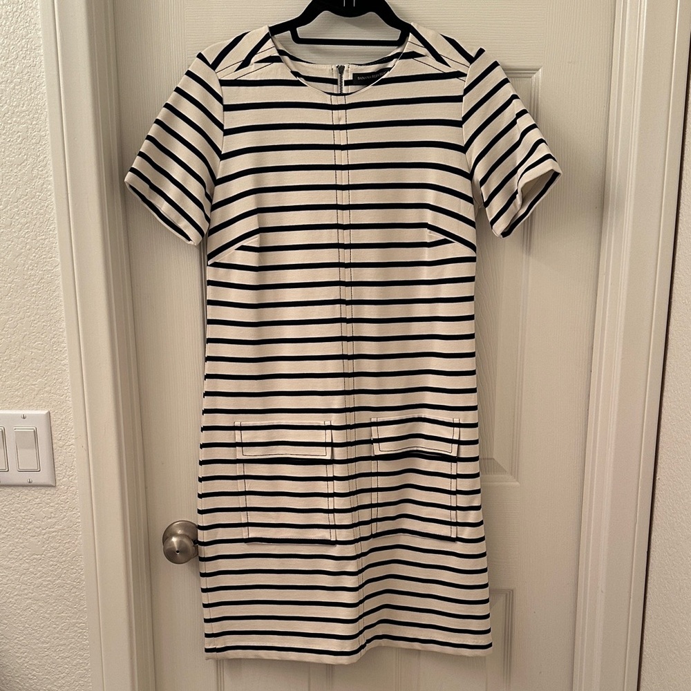 Banana Republic Striped Black and White Mini Dress